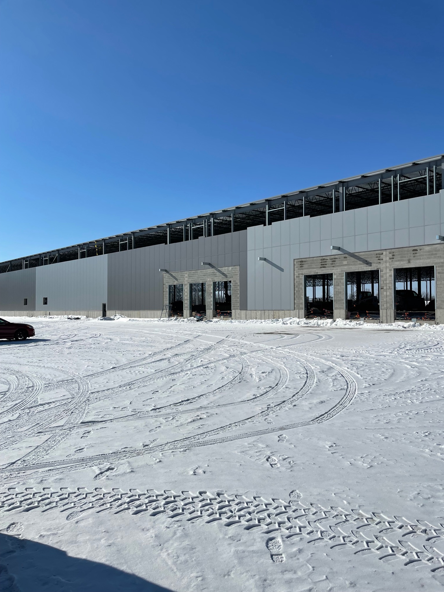 Large commercial building with IMP wall panels in snow